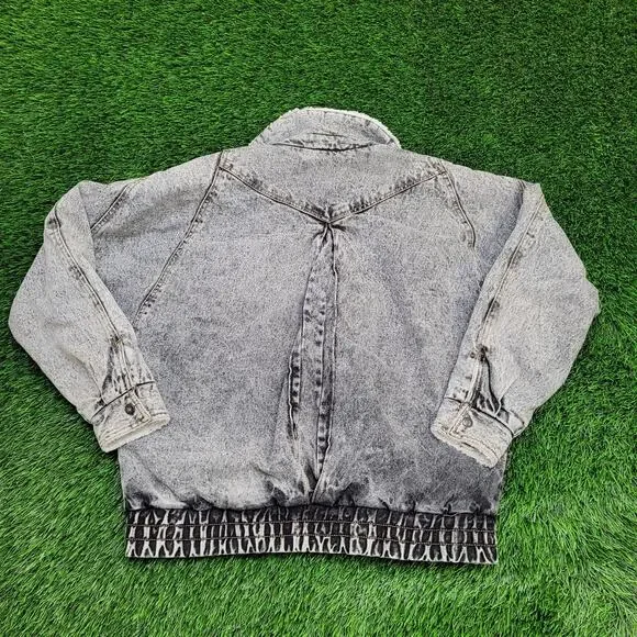 Vintage 80s Biker Denim Jacket Womens M/L 23x25 Sherpa-Lined - Picture 2 of 16